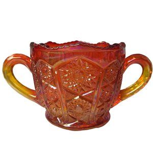 Vintage Indiana Amberina Carnival Glass Sugar Bowl Oversized Heirloom